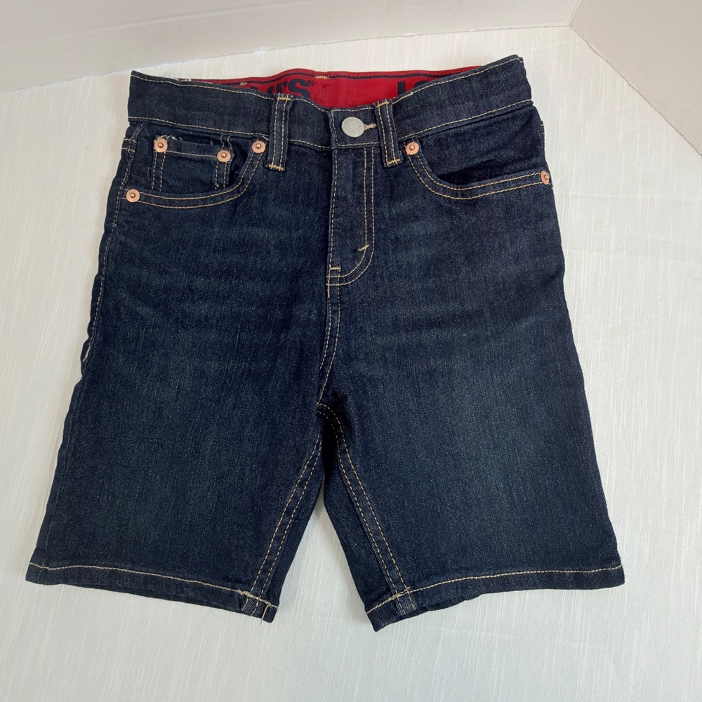 Levi's 511 Slim Fit Denim Shorts Kids Size 6/7 Dark Wash Excellent Adjustable